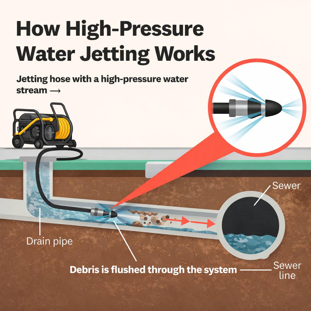 High pressure water jetting for sewer lines in Bucks County PA
